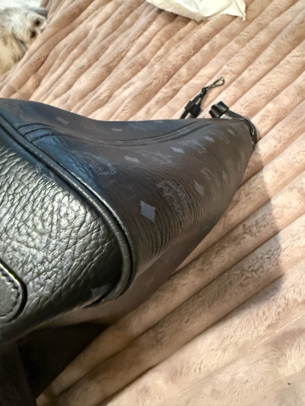 MCM Black Monogram Reversible Leather Tote - Picture 8 of 9